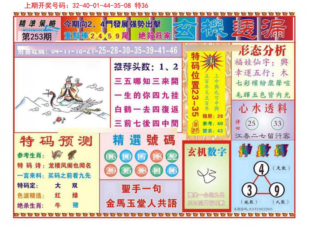 2024253期玄机透漏