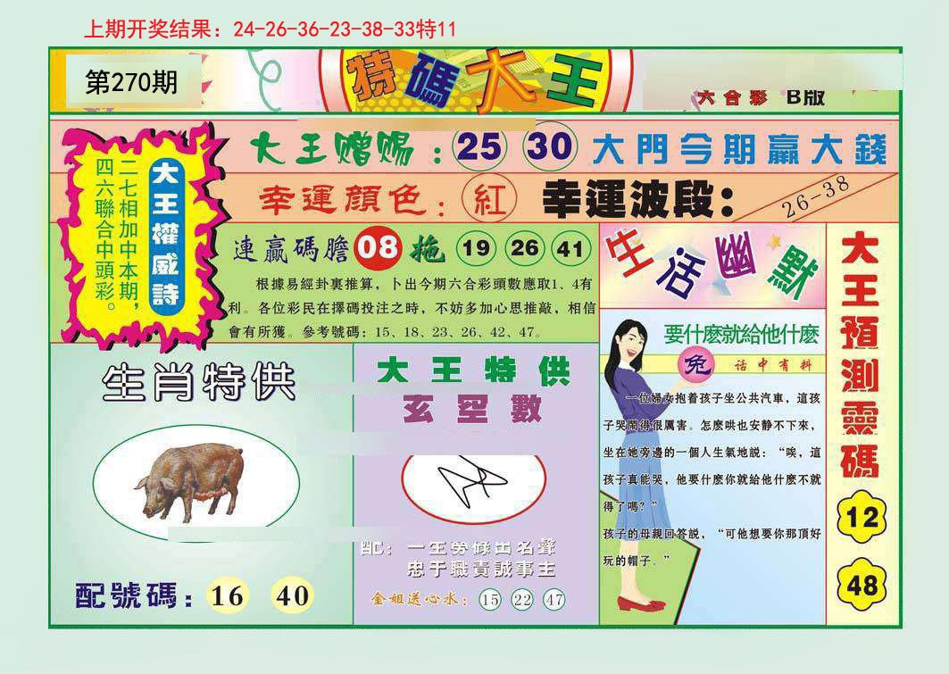 2024270期特码大王B