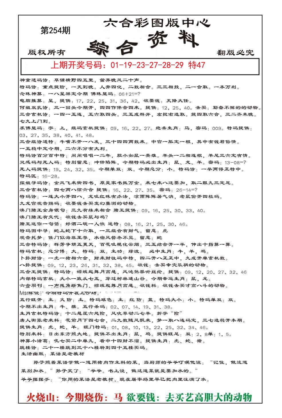 2024254期内部综合资料