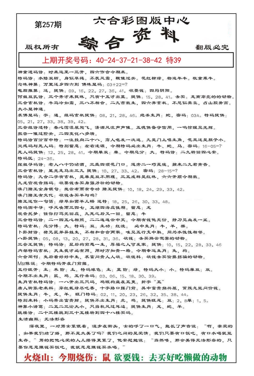 2024257期内部综合资料
