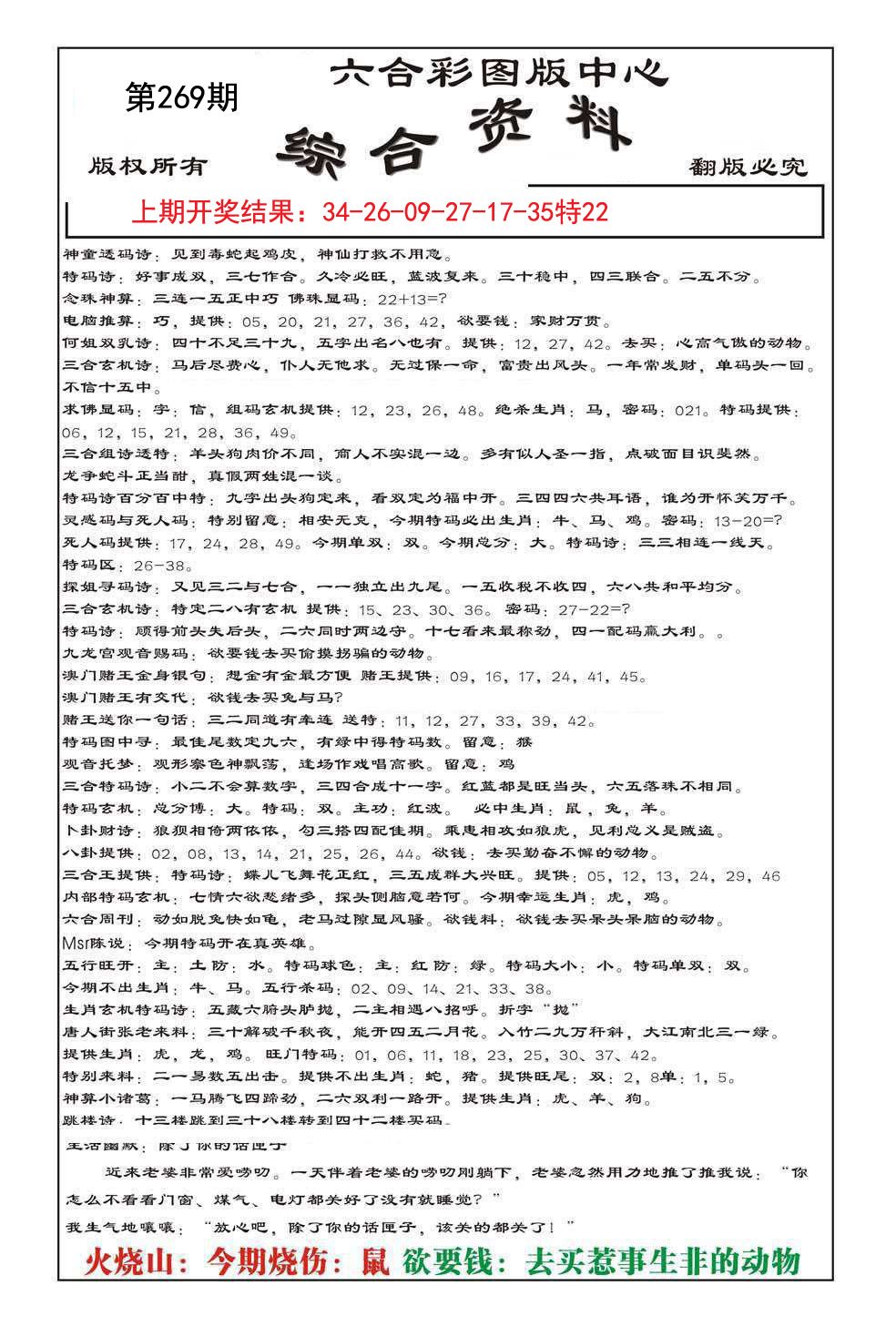 2024269期内部综合资料