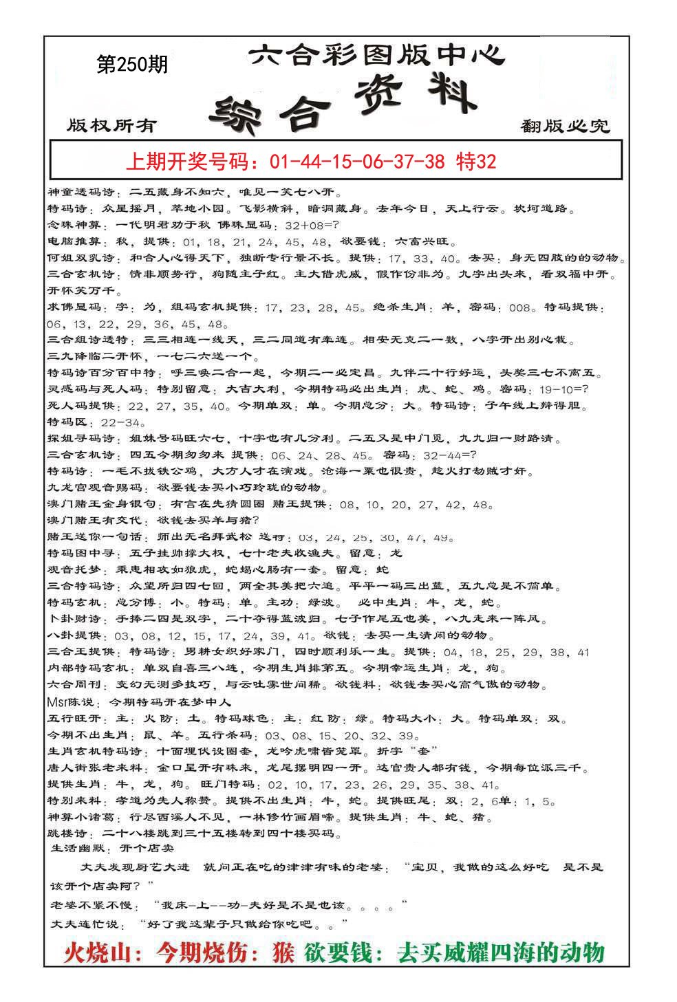 2024250期内部综合资料