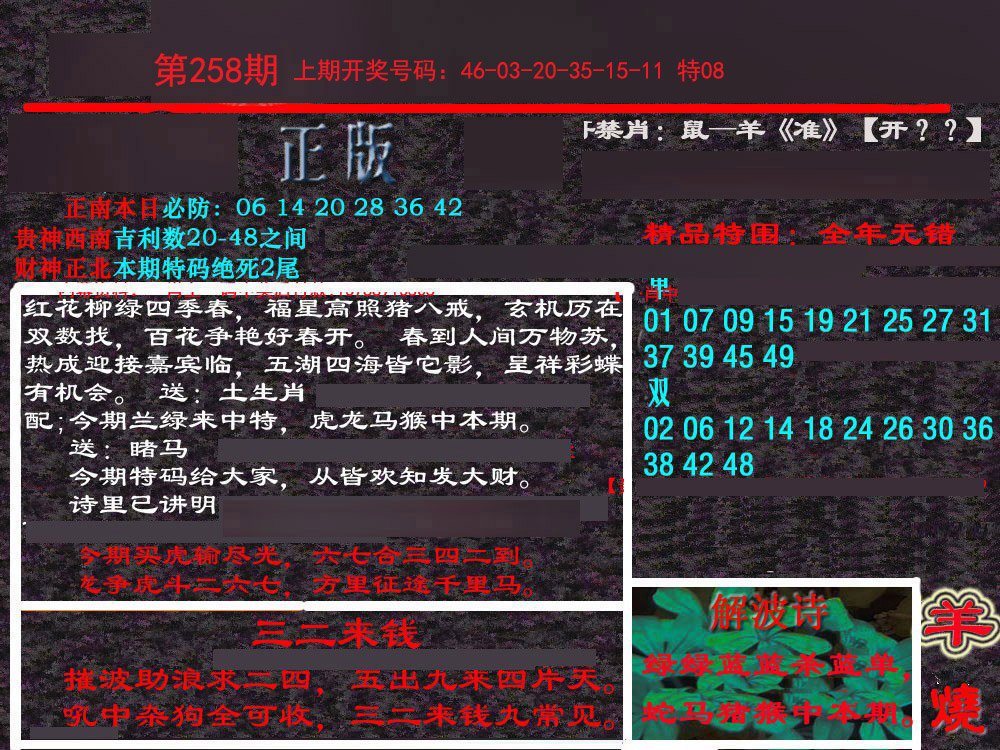 2024258期新港内幕