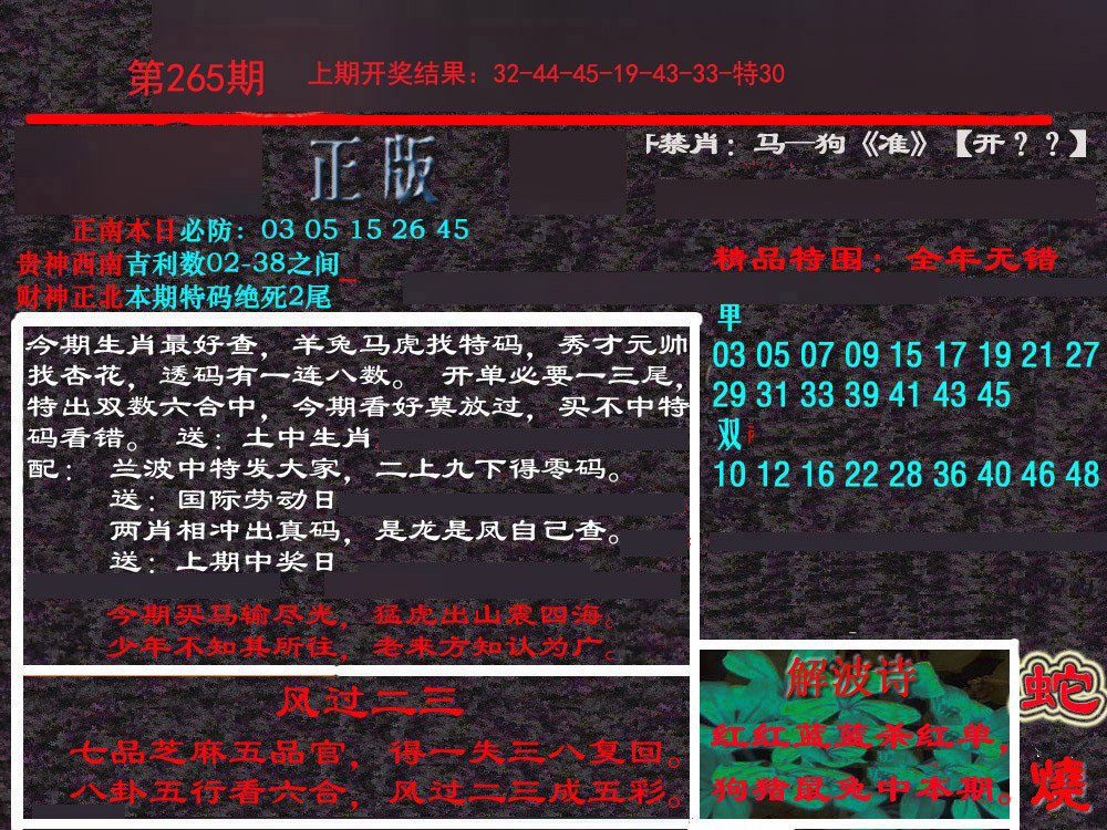 2024265期新港内幕