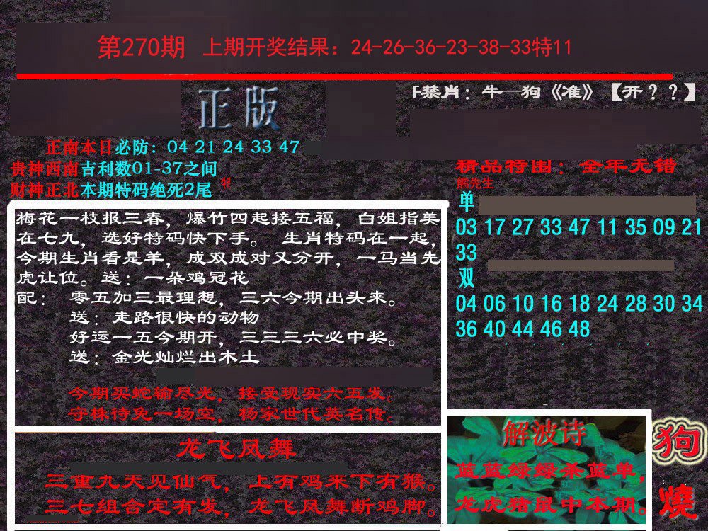 2024270期新港内幕