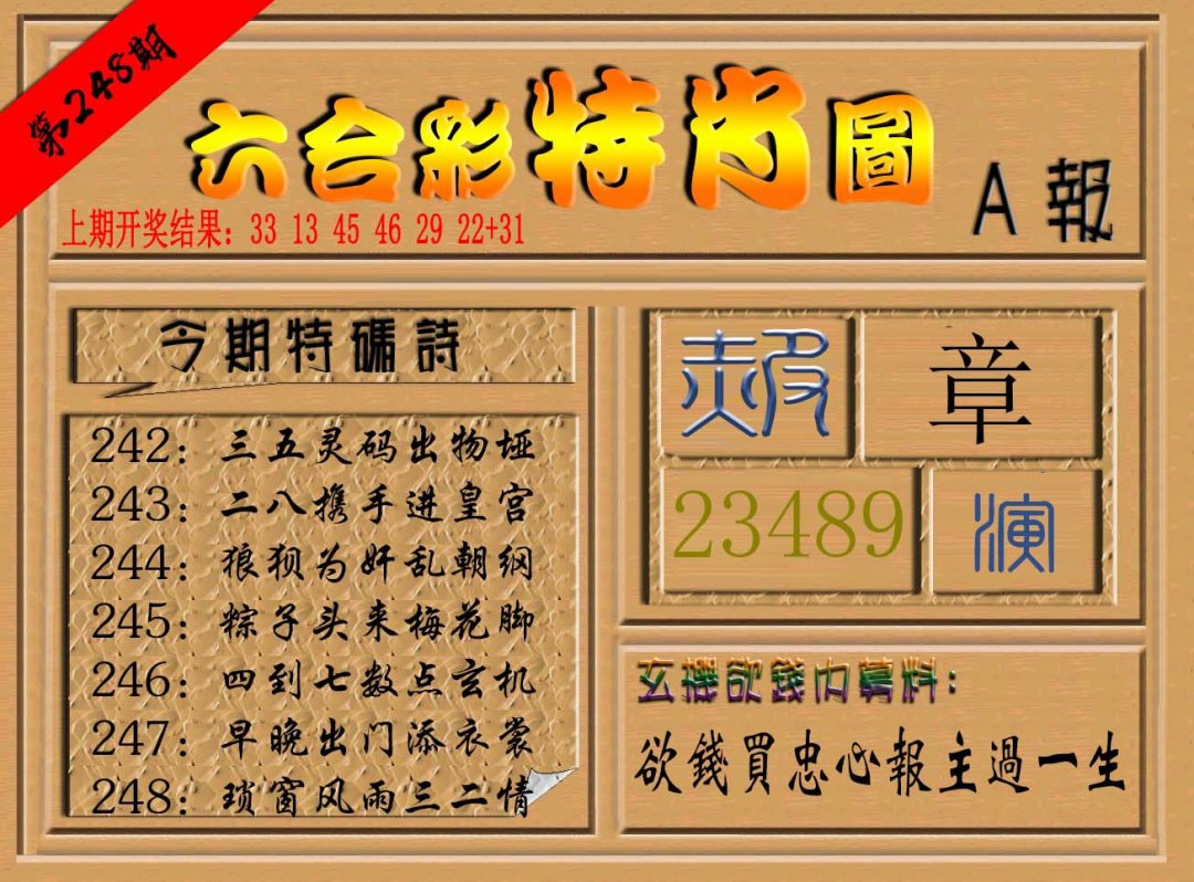 2024248期六合彩特肖图a