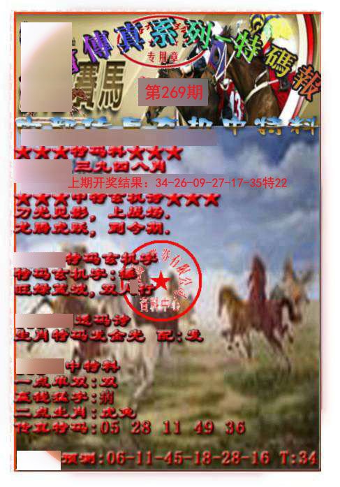 2024269期马会传真-特码报