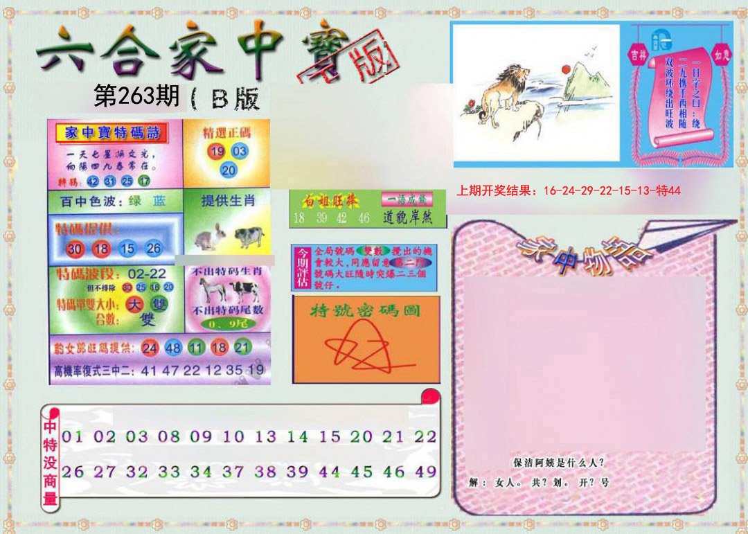 2024263期六合家中宝B