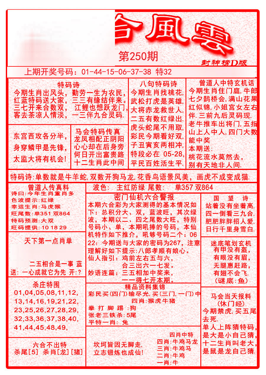 2024250期六合风云A