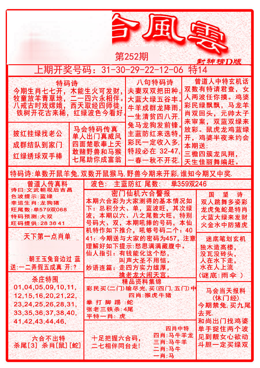 2024252期六合风云A