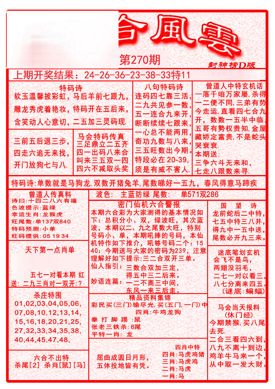 2024270期六合风云A