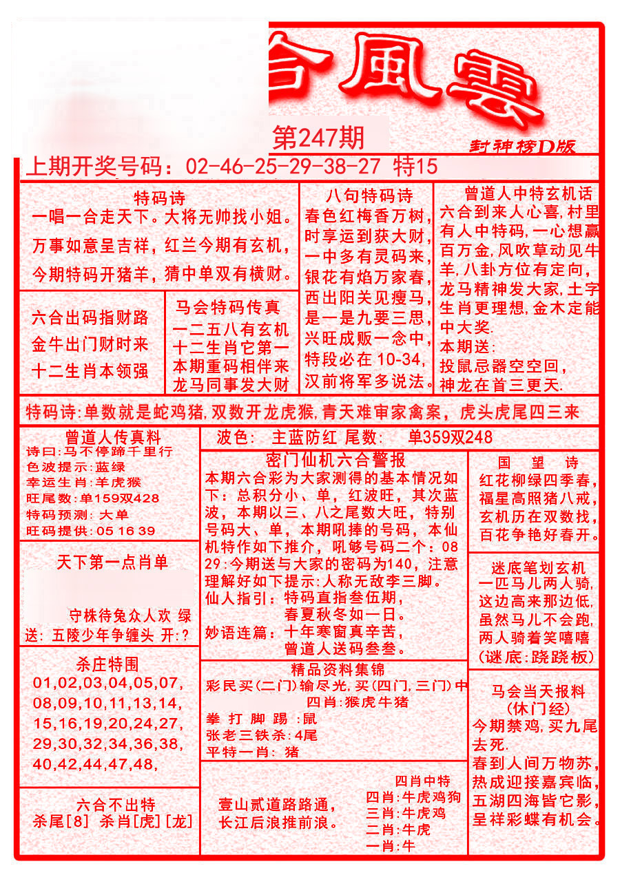 2024247期六合风云A