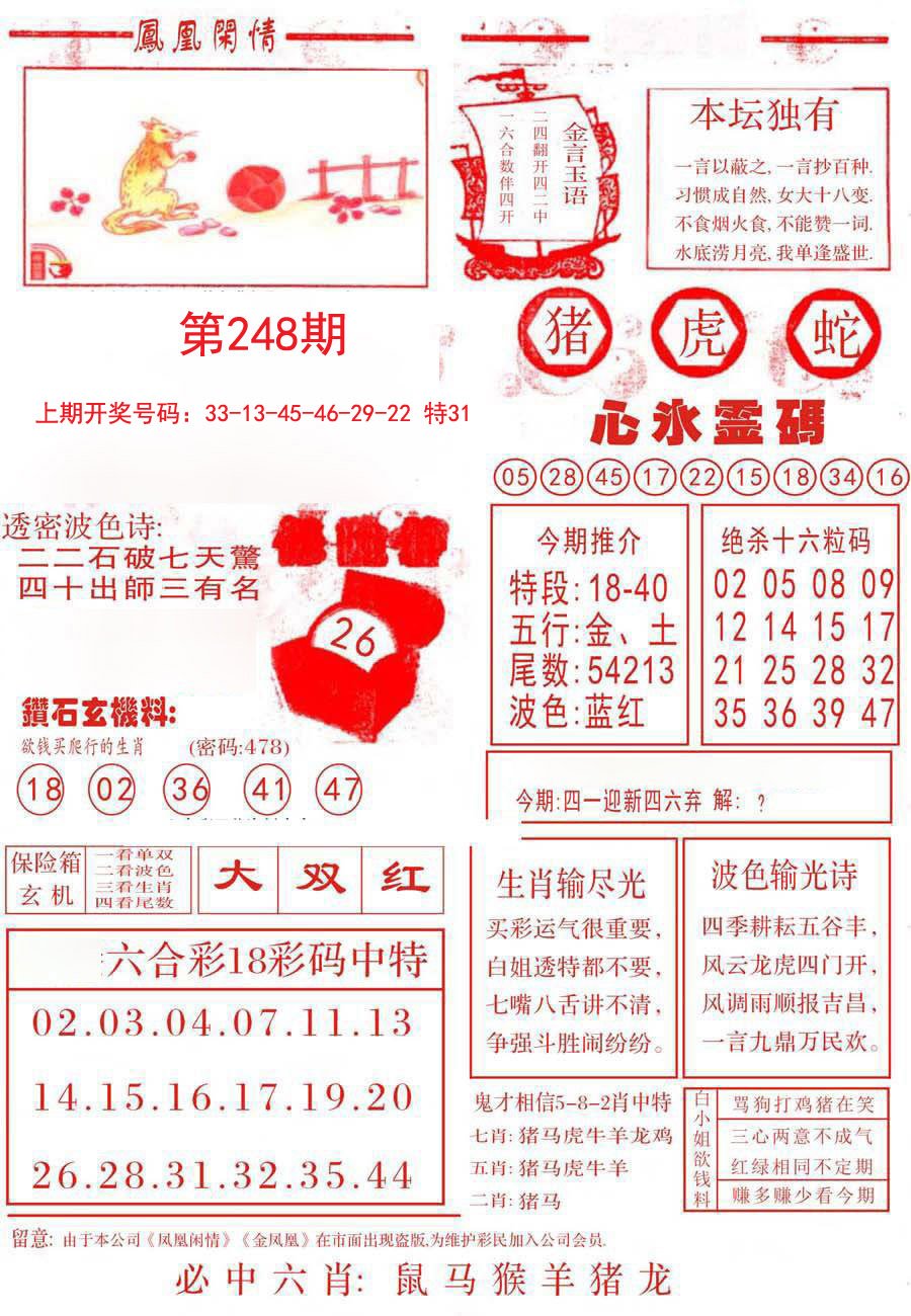 2024248期凤凰闲情B