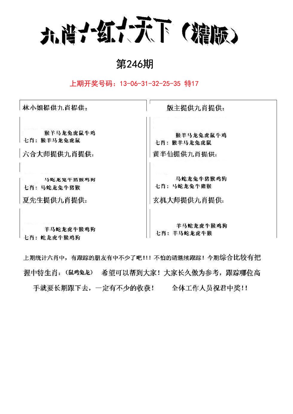 2024246期九肖红天下精版