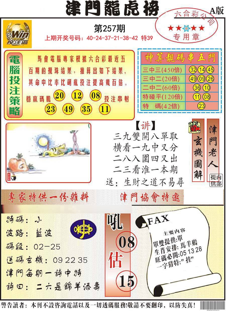 2024257期津门龙虎榜A