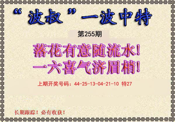 2024255期波叔一波中特