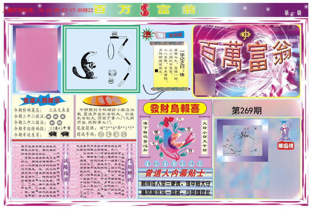2024269期百万富翁A