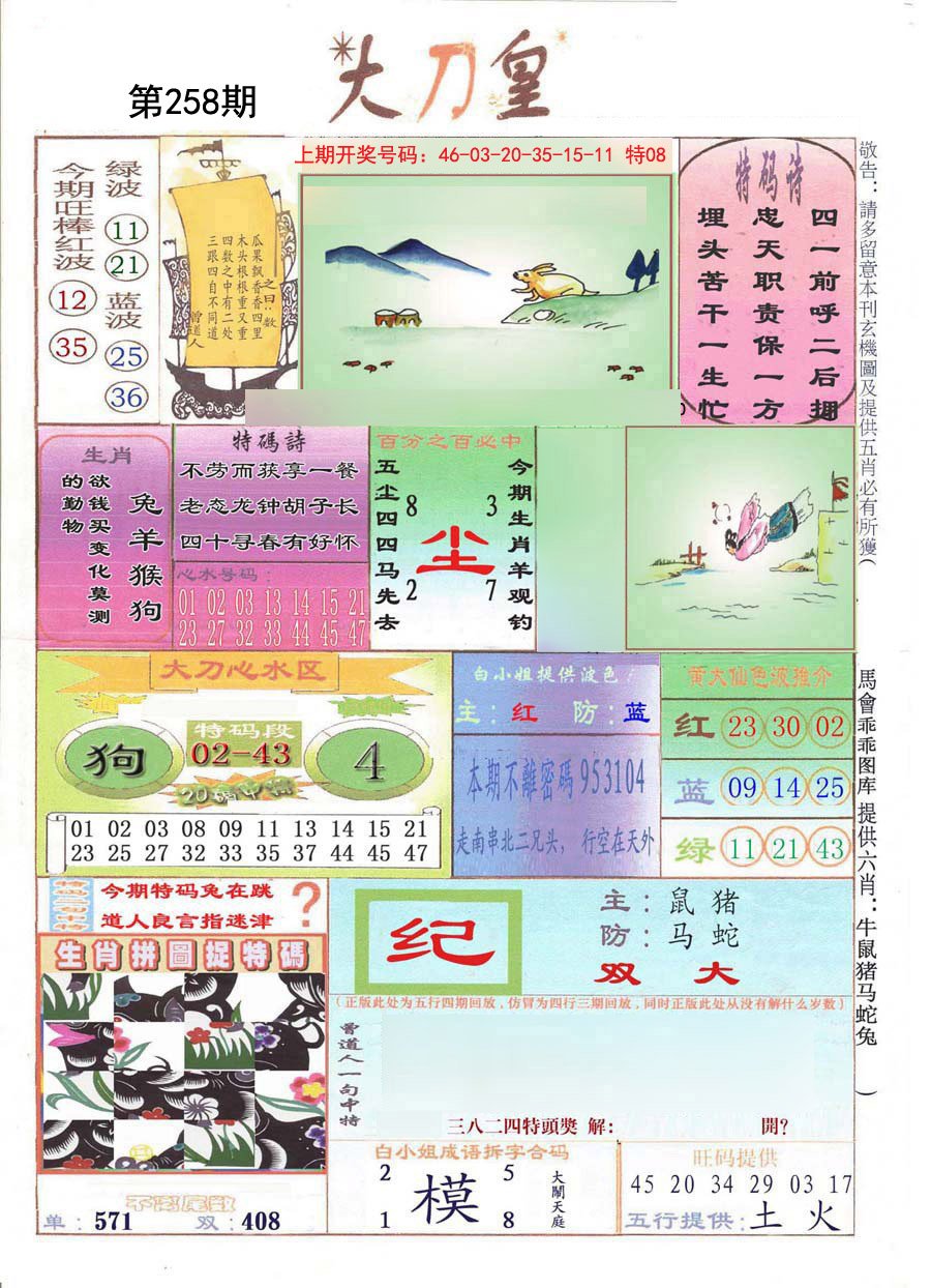 2024258期大刀皇