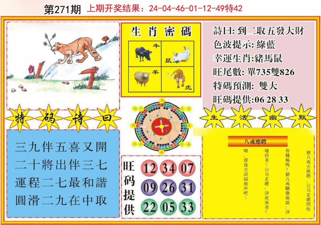 2024271期台湾八卦解宝图
