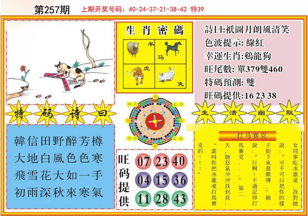 2024257期台湾八卦解宝图