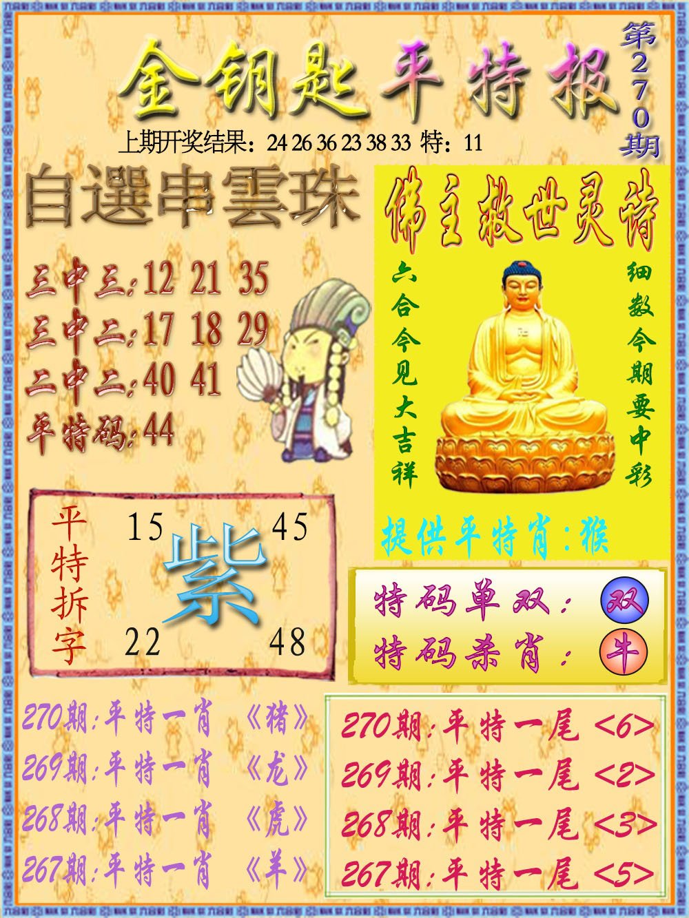 2024270期金钥匙平特报