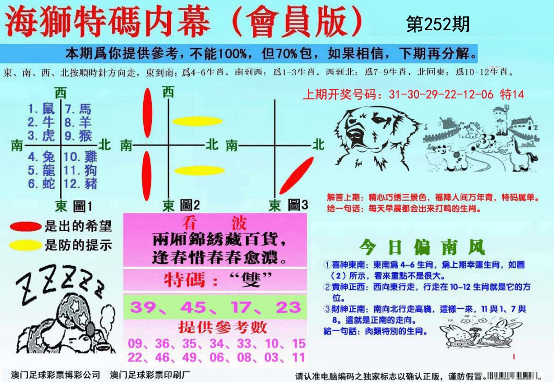 2024252期海狮特码会员报