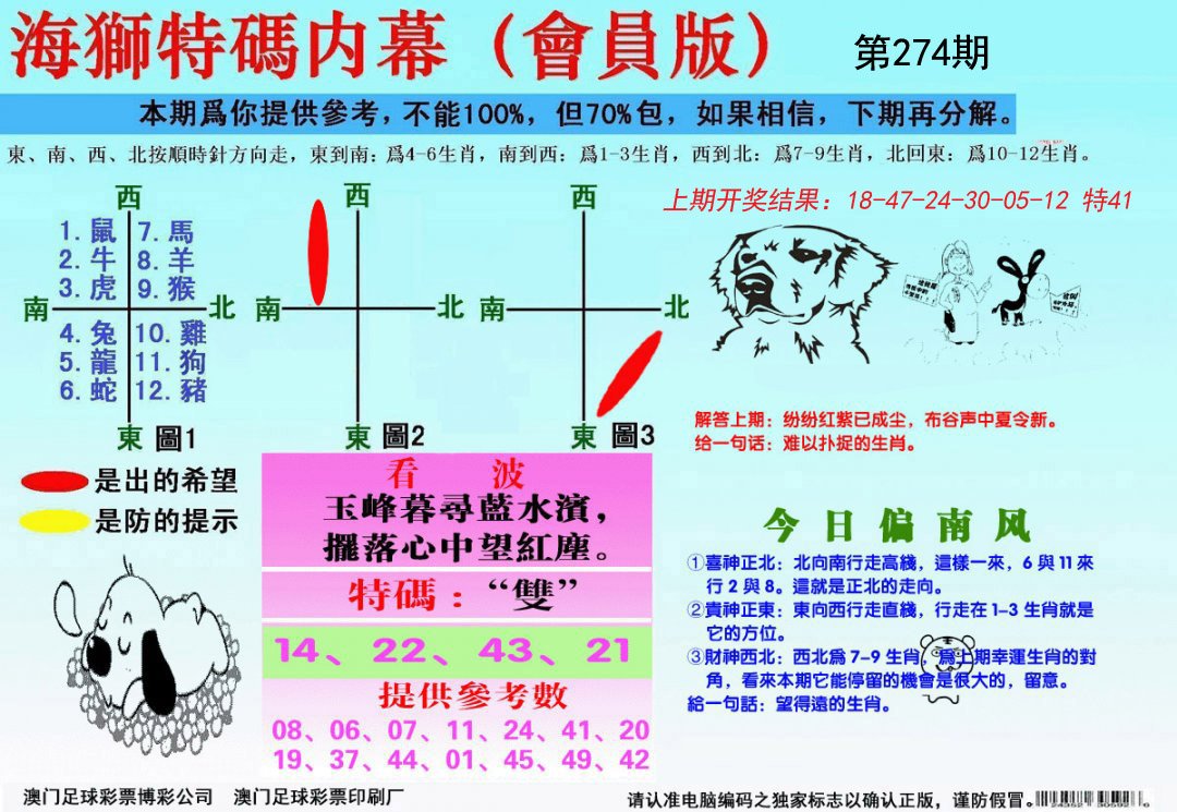 2024274期海狮特码会员报