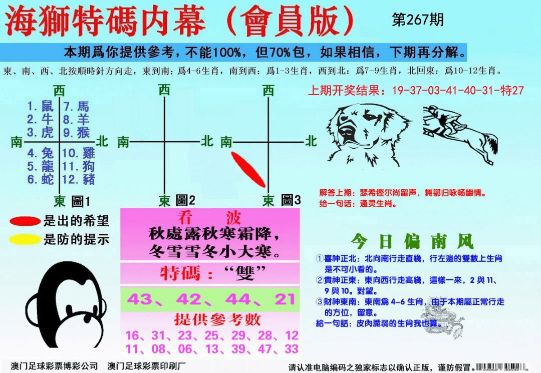 2024267期海狮特码会员报