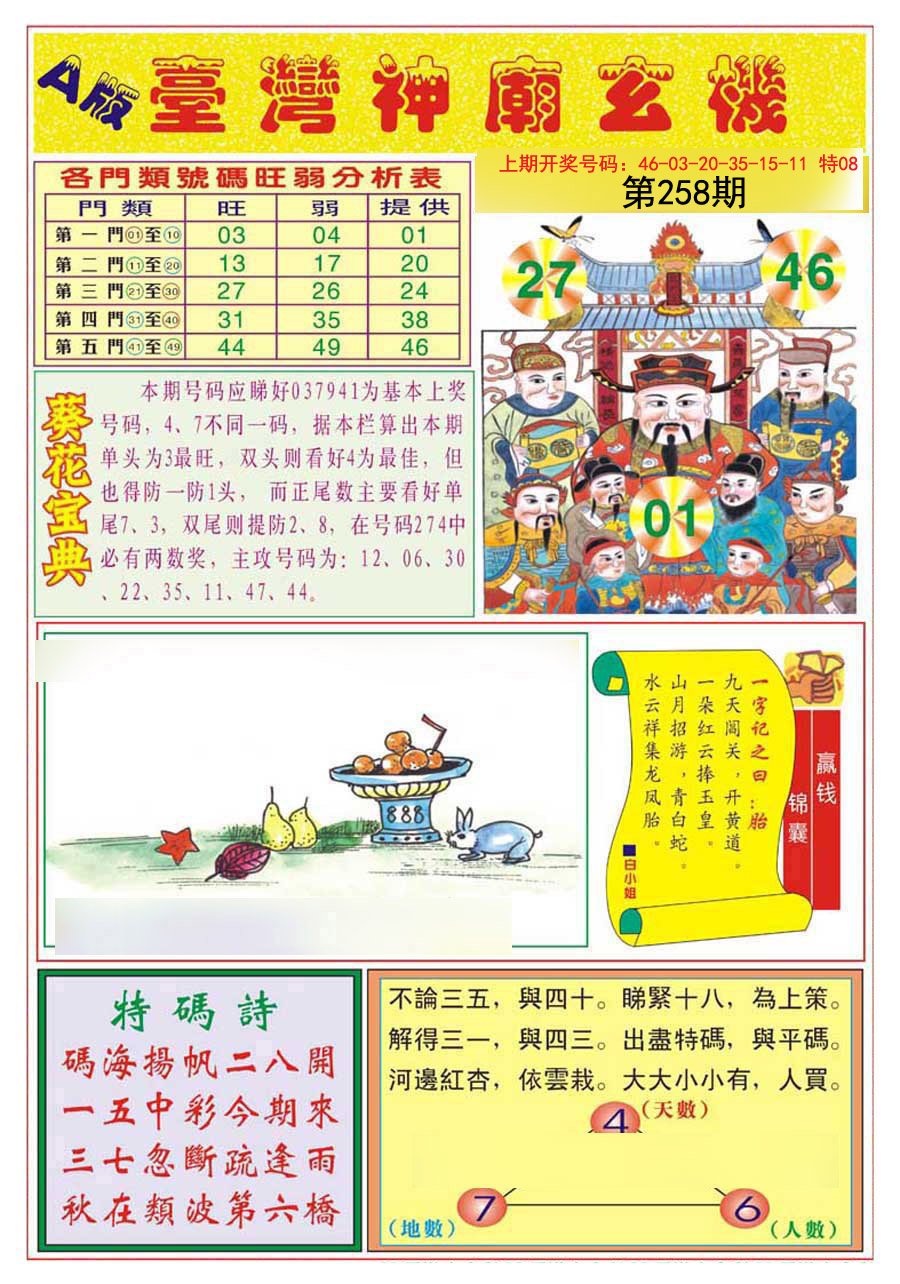 2024258期台湾神庙A