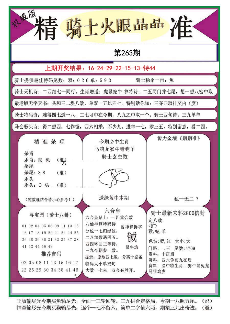 2024263期骑士火眼晶晶（正）