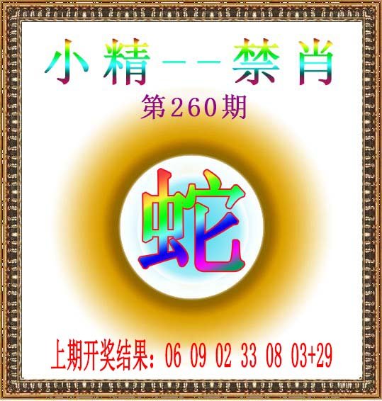 2024260期小精禁肖