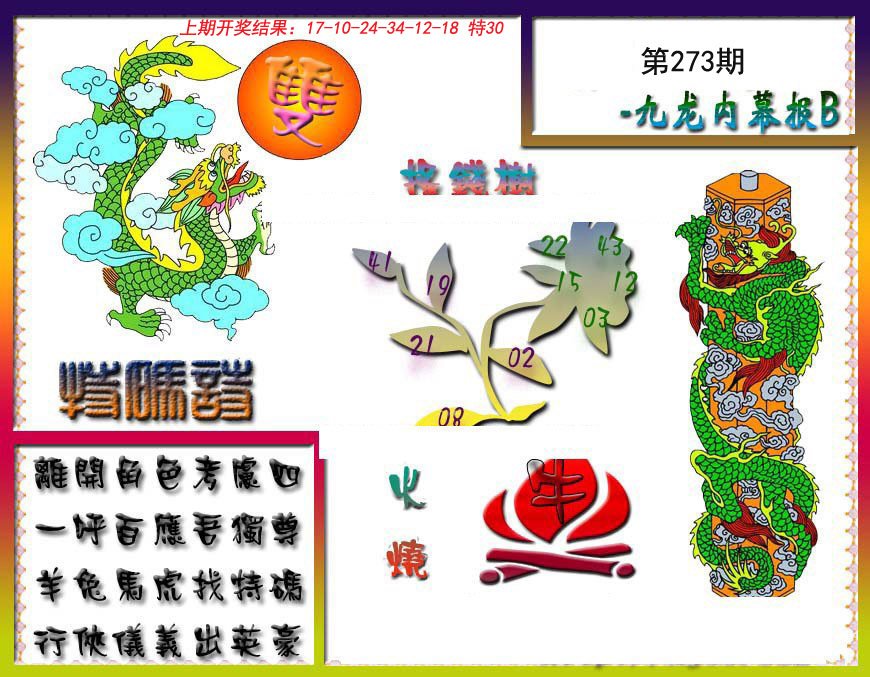 2024273期九龙内幕特肖图a