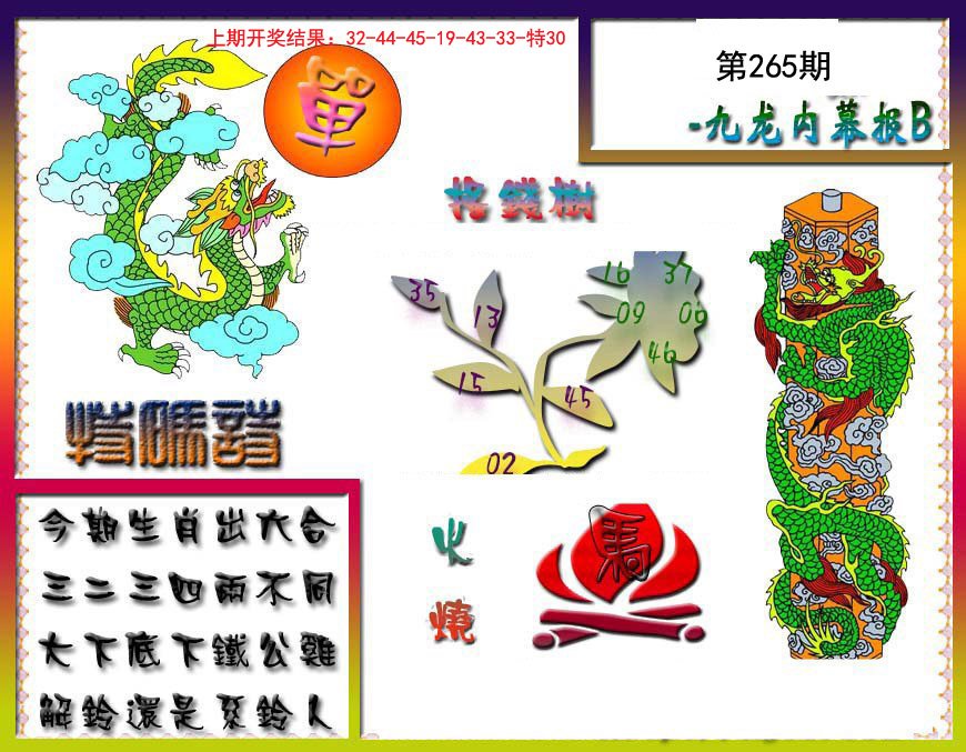 2024265期九龙内幕特肖图a