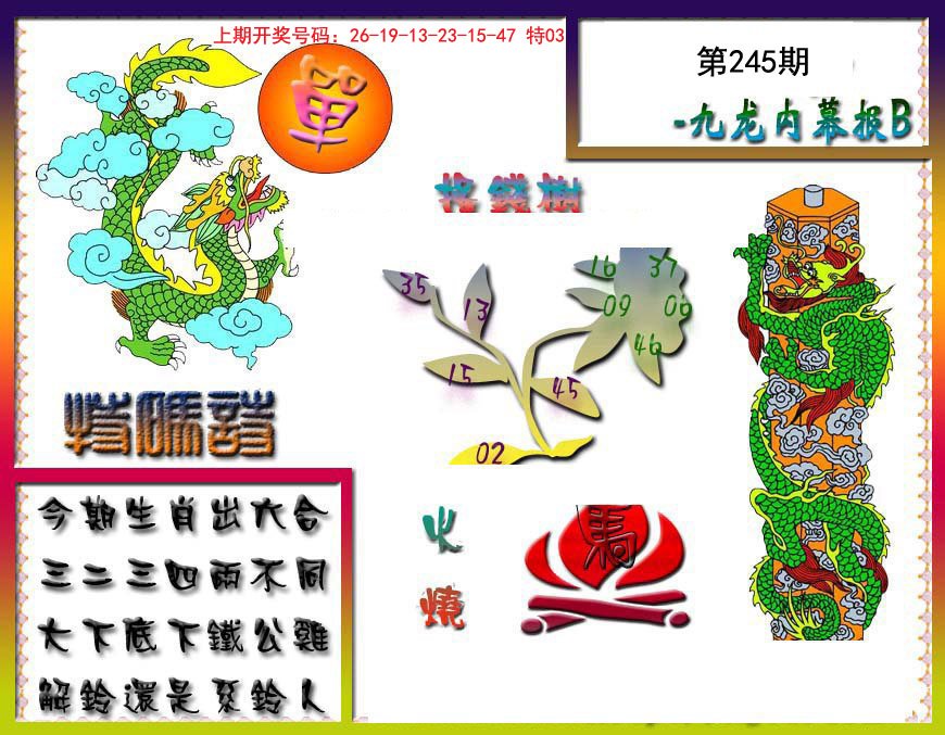 2024245期九龙内幕特肖图a