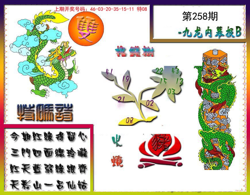 2024258期九龙内幕特肖图a