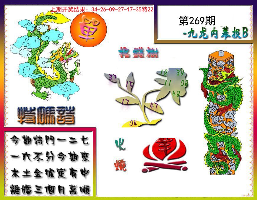 2024269期九龙内幕特肖图a