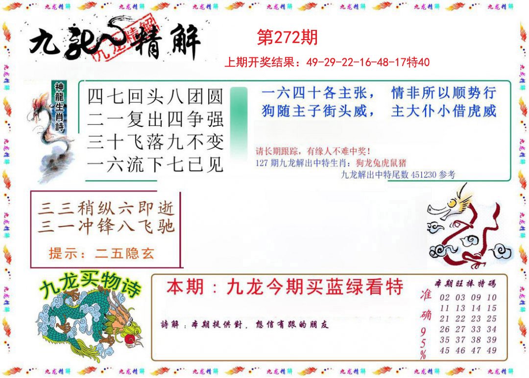 2024272期九龙精解