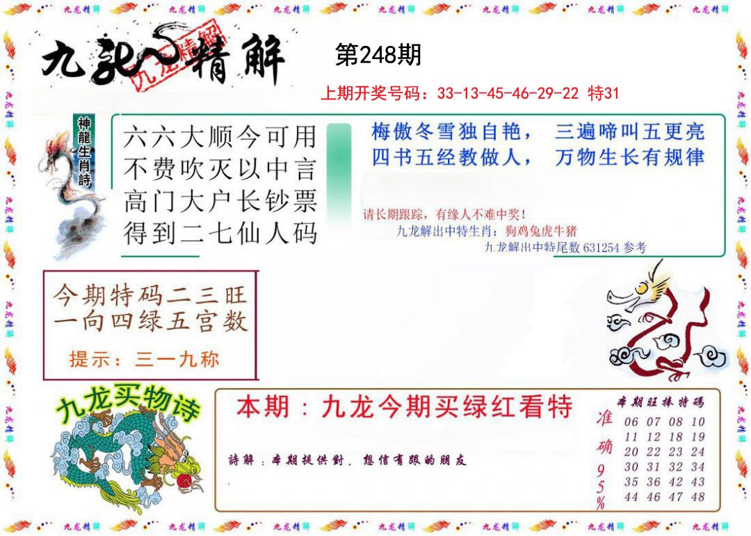 2024248期九龙精解