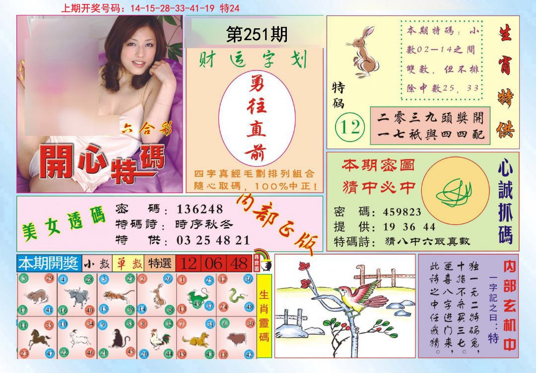 2024251期开心特码