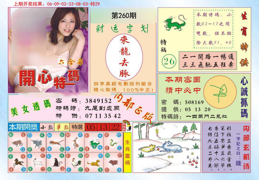 2024260期开心特码