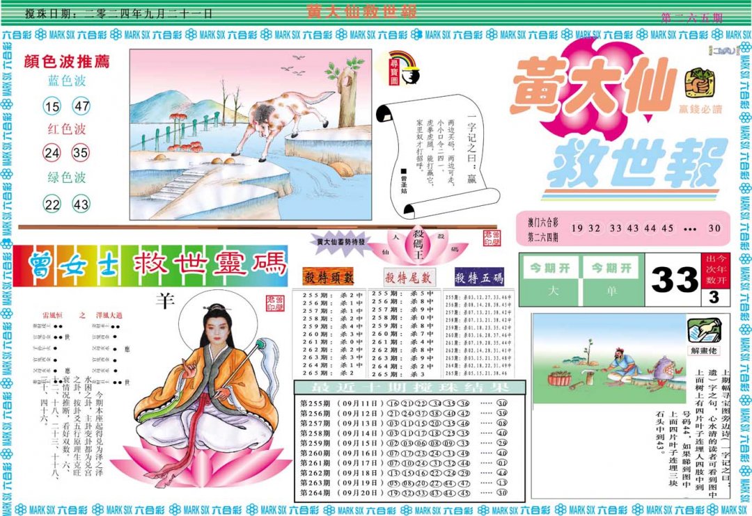 2024265期黄大仙救世A