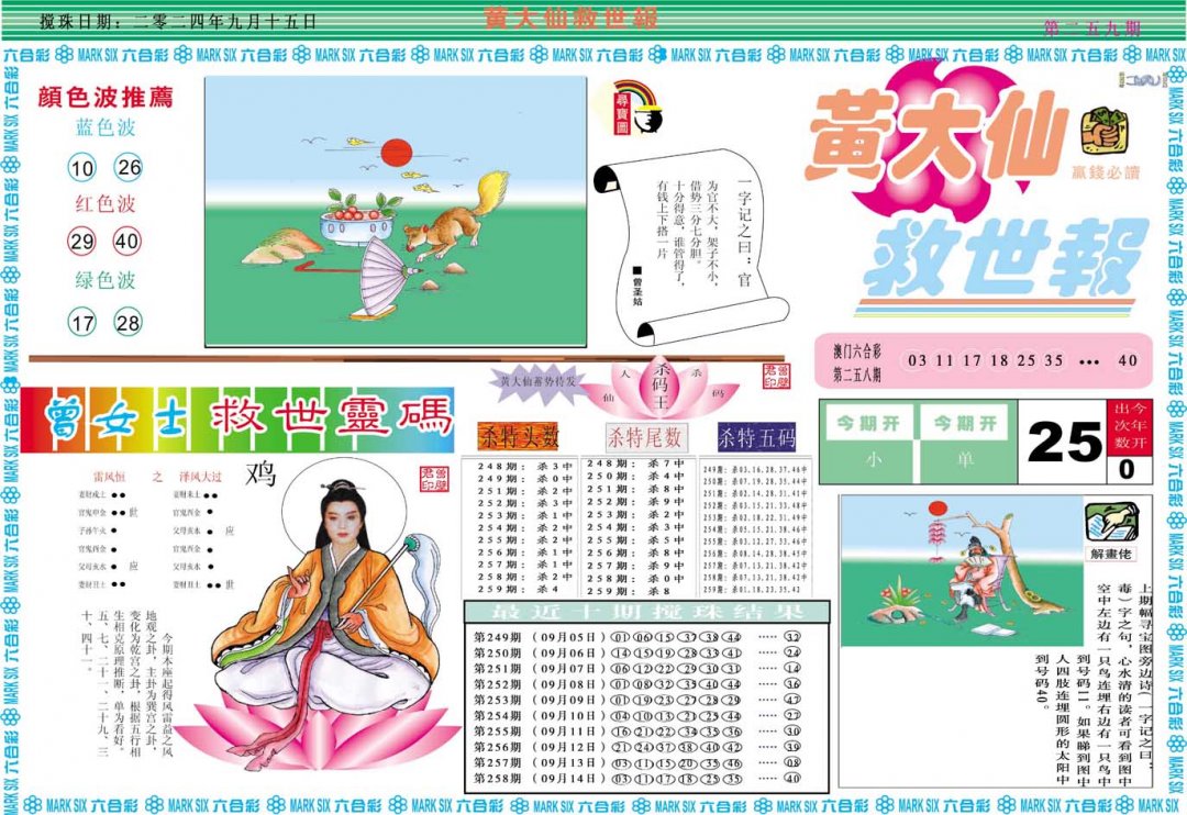 2024259期黄大仙救世A