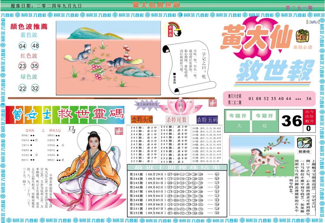 2024253期黄大仙救世A
