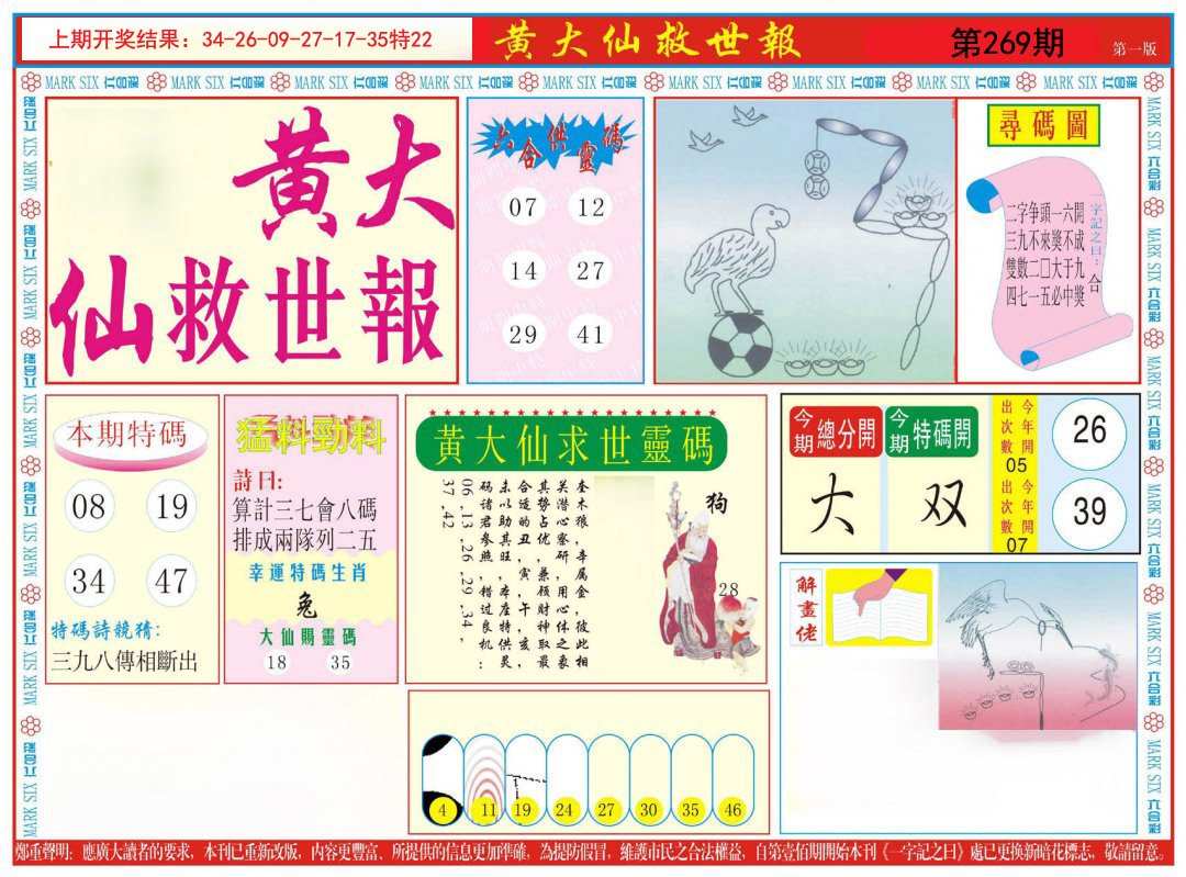 2024269期新黄大仙救世A