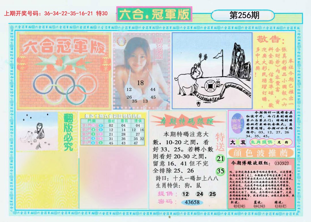 2024256期六合冠军版A