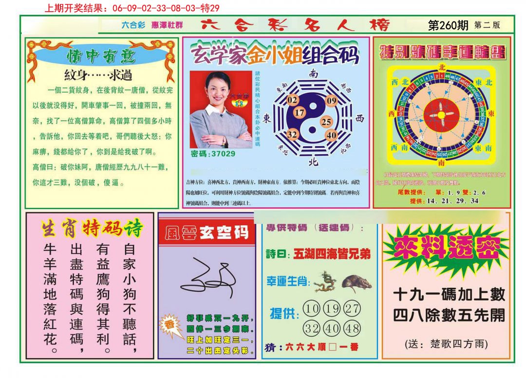 2024260期名人榜B