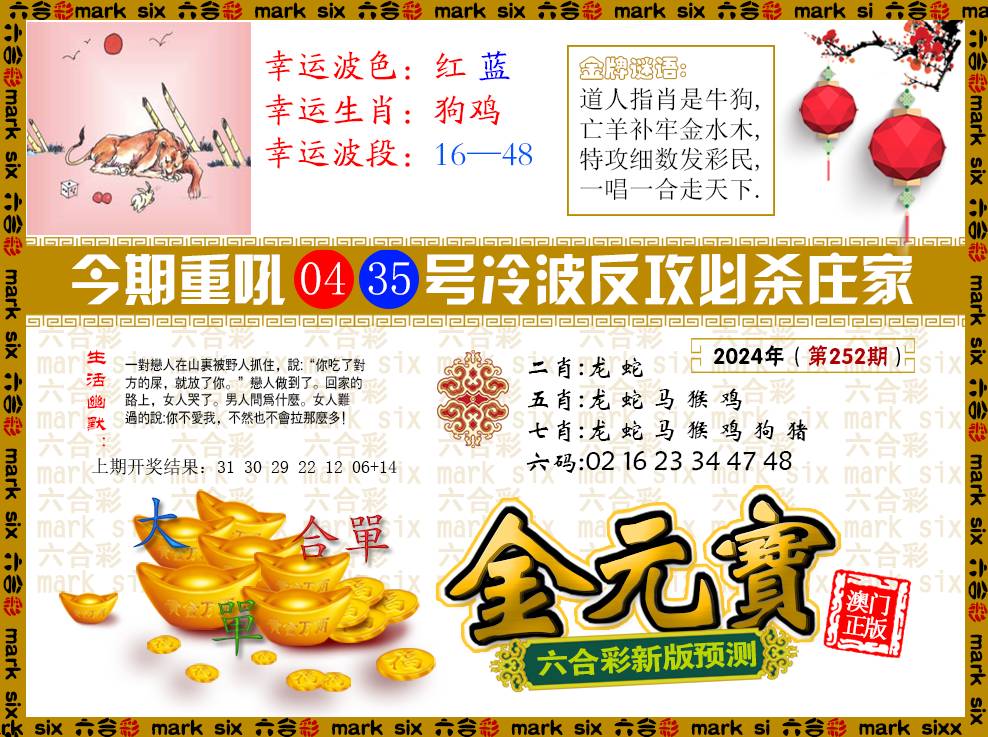 2024252期金元宝