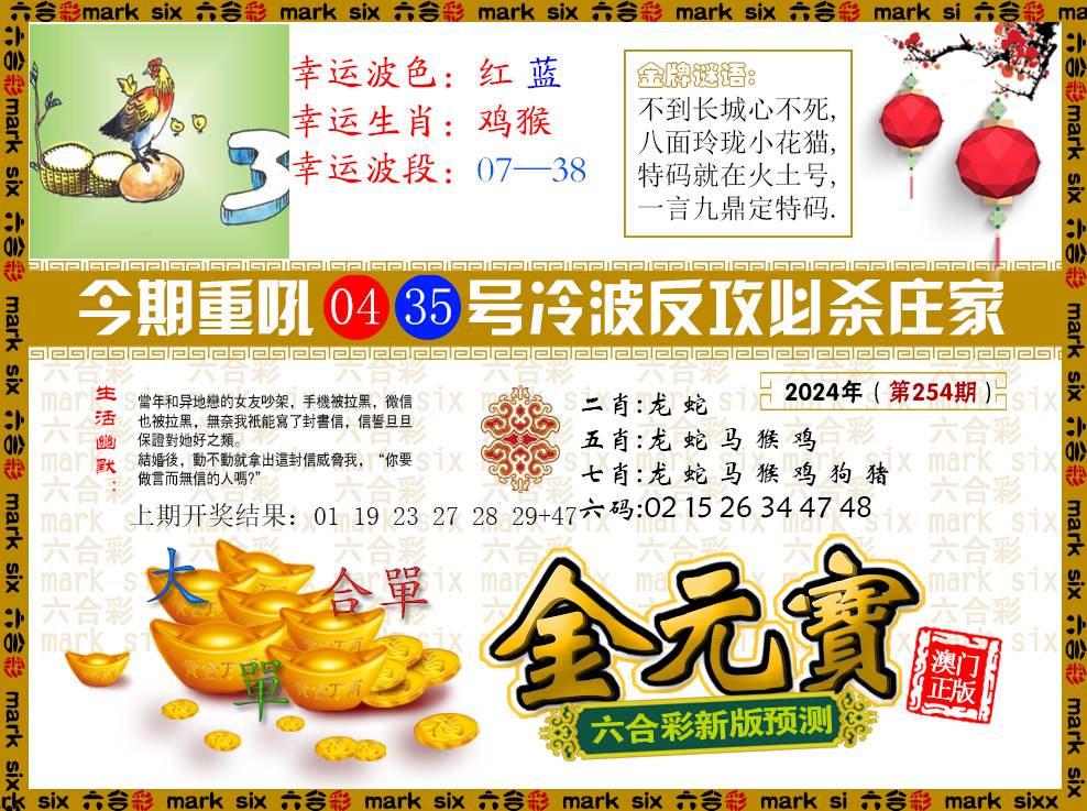 2024254期金元宝
