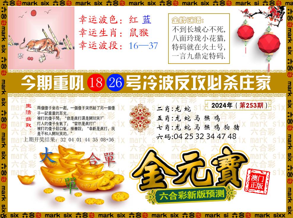 2024253期金元宝