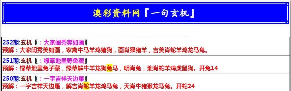 2024252期澳门一句玄机